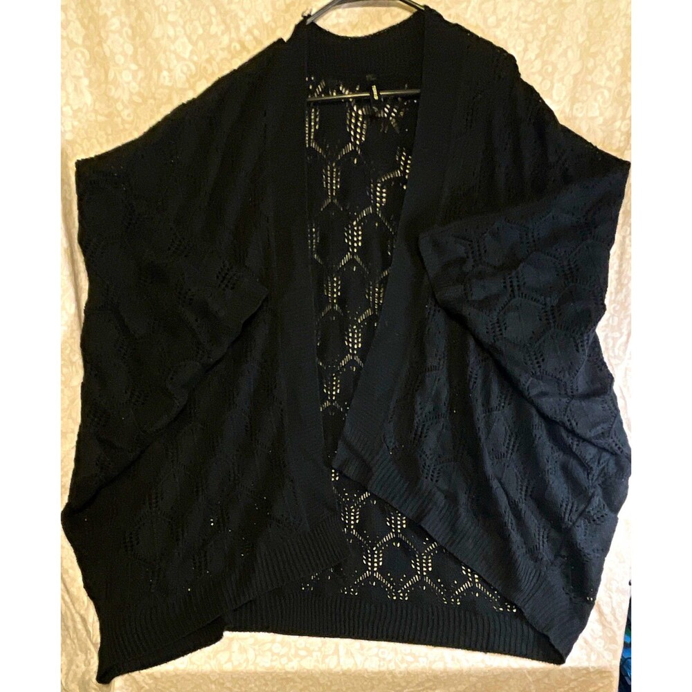 Torrid Women's Plus 2X Black BatWing Knit Geometric V-Neck Long Sleeve Cardigan
